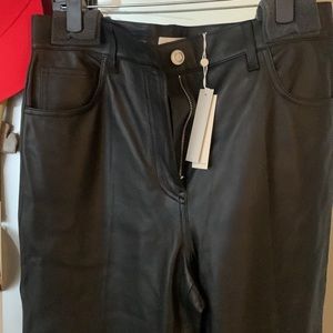 NWT Rebecca Taylor, black leather crop pant . Will take best offer !